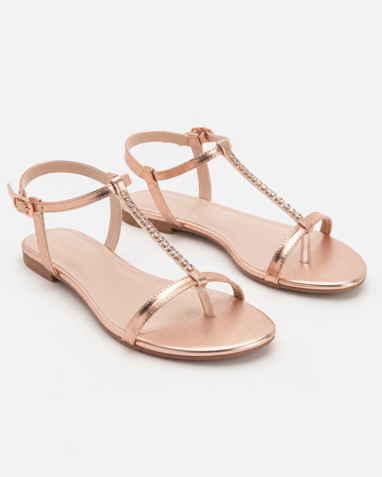 Rasteira Rosé Gold Strass